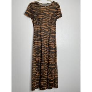 Third Form Sheer‎ Tiger Print Short Sleeve Maxi Dress Size 4